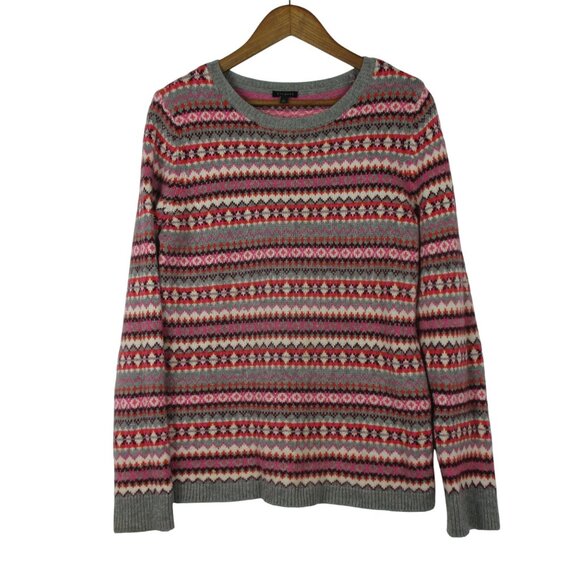 Talbots Sweater Nordic Fair Isle Pullover Size M Lambswool Blend Classic Casual - Picture 1 of 7